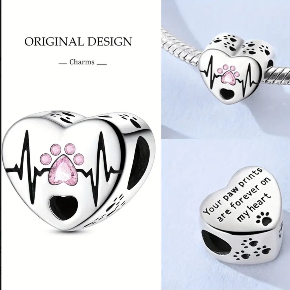 Your Paw Prints Are Forever On My Heart Bracelet Charm-NEW